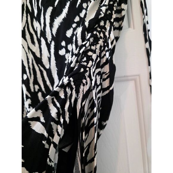 VERONICA BEARD Skirt Womens sz 6 Black Ivory Ruched Long $395 - Picture 3 of 6